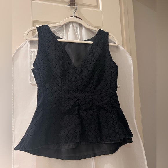 Kate Spade eyelet black peplum top - Picture 2 of 3